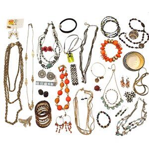 2.2 Pound + Vintage & Modern Wearable Fashion Costume Mixed Jewelry Lot